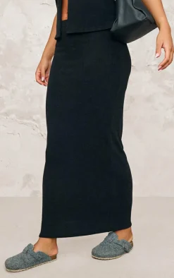 Outlet PrettyLittleThing Soft Rib Maxi Skirt Black
