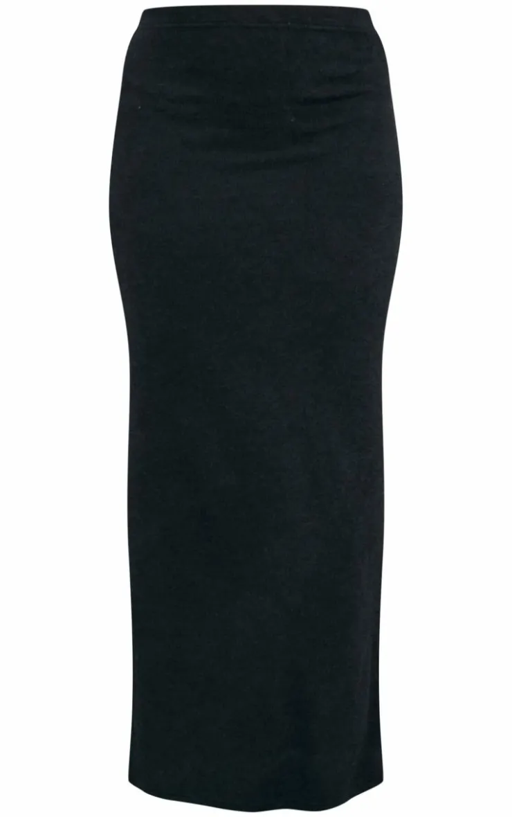 Outlet PrettyLittleThing Soft Rib Maxi Skirt Black