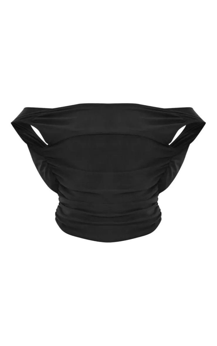 Outlet PrettyLittleThing Soft Touch Backless Side Ruched Top Black