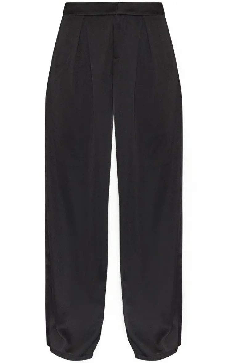 Hot PrettyLittleThing Split Extreme Wide Leg High Waisted Pants Black