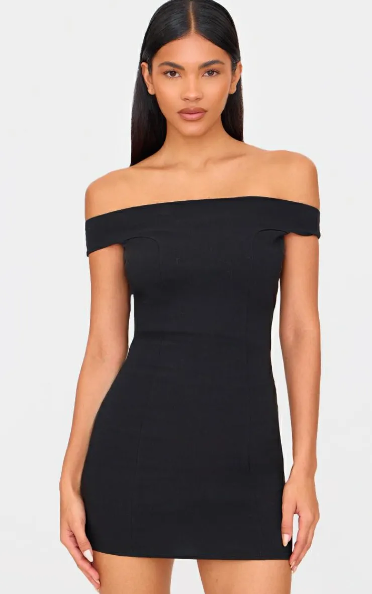 Stretch Woven Bardot Bodycon Dress-PrettyLittleThing Discount