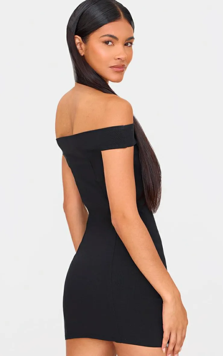 Stretch Woven Bardot Bodycon Dress-PrettyLittleThing Discount