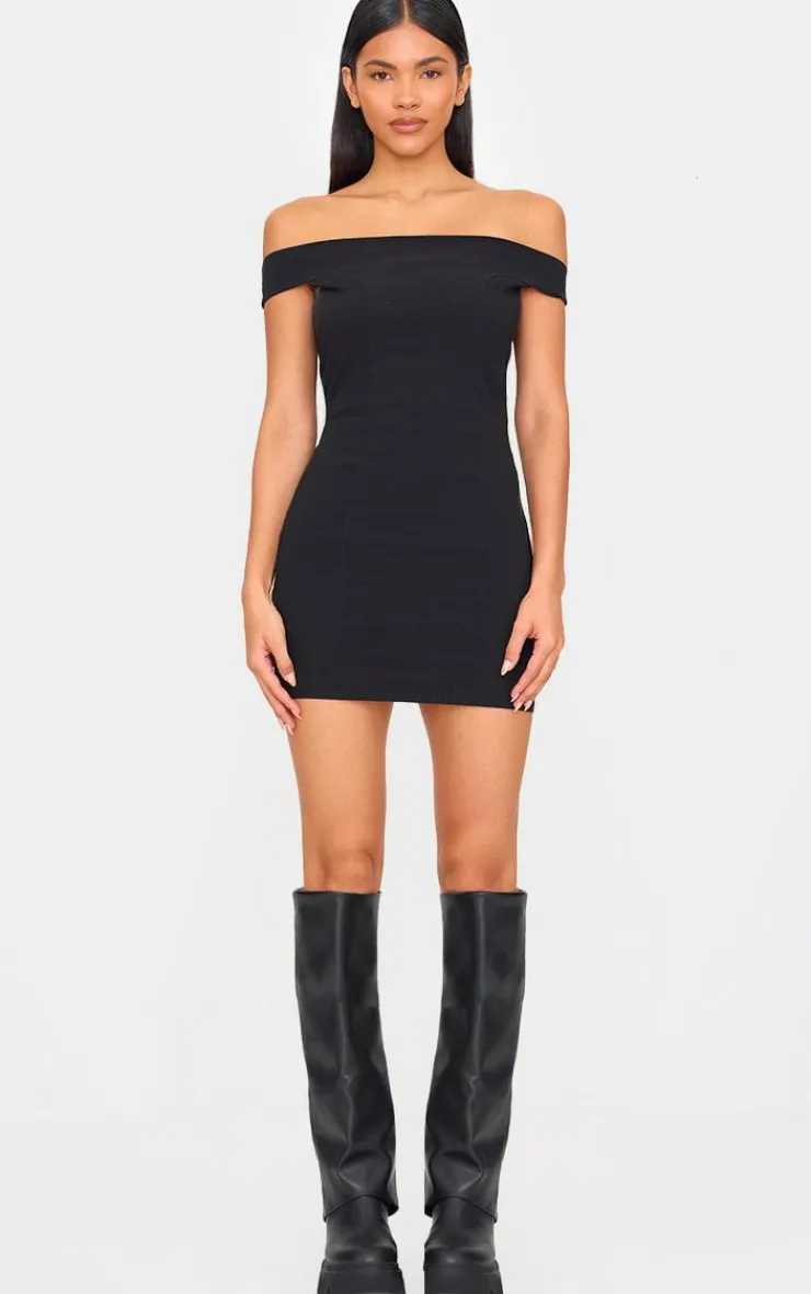 Stretch Woven Bardot Bodycon Dress-PrettyLittleThing Discount