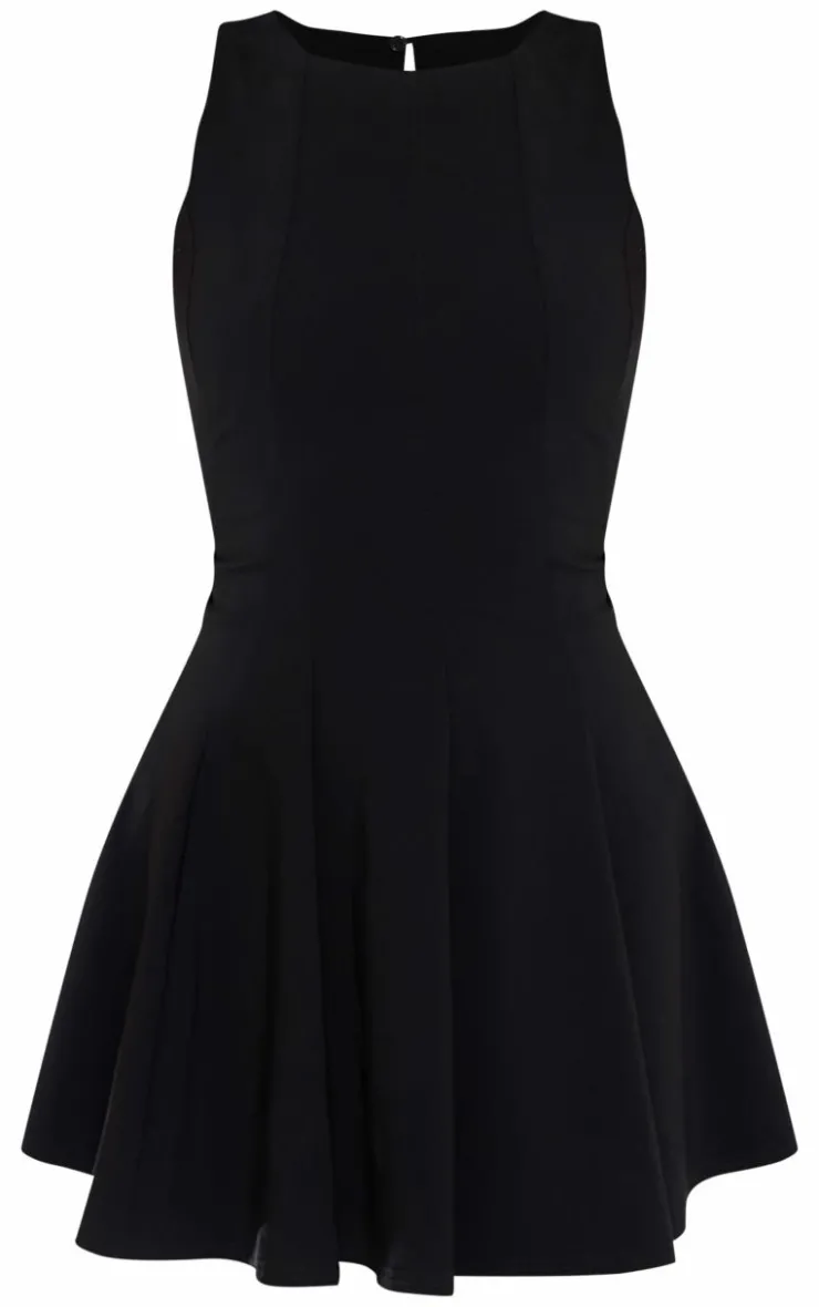Stretch Woven Racer Pleated Shift Dress-PrettyLittleThing Best