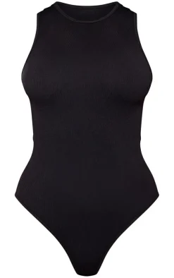 PrettyLittleThing Snatched*Structured Contour Racer Neck Ribbed Bodysuit