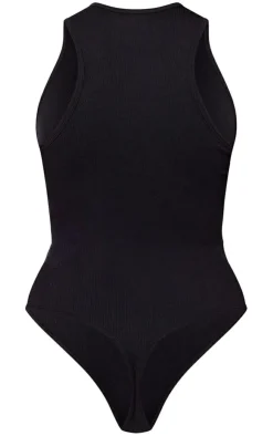 PrettyLittleThing Snatched*Structured Contour Racer Neck Ribbed Bodysuit