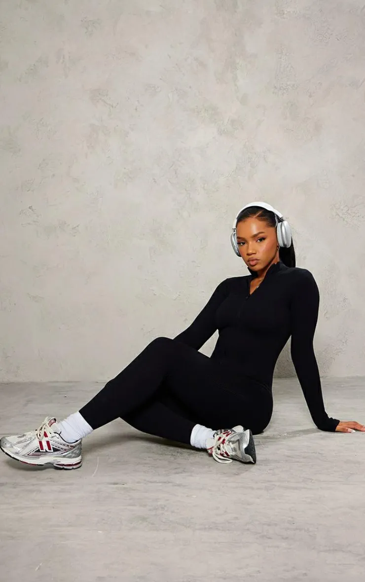 PrettyLittleThing Snatched*Structured Snatched Rib Zip Jumpsuit
