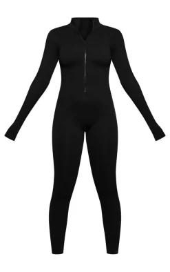 PrettyLittleThing Snatched*Structured Snatched Rib Zip Jumpsuit
