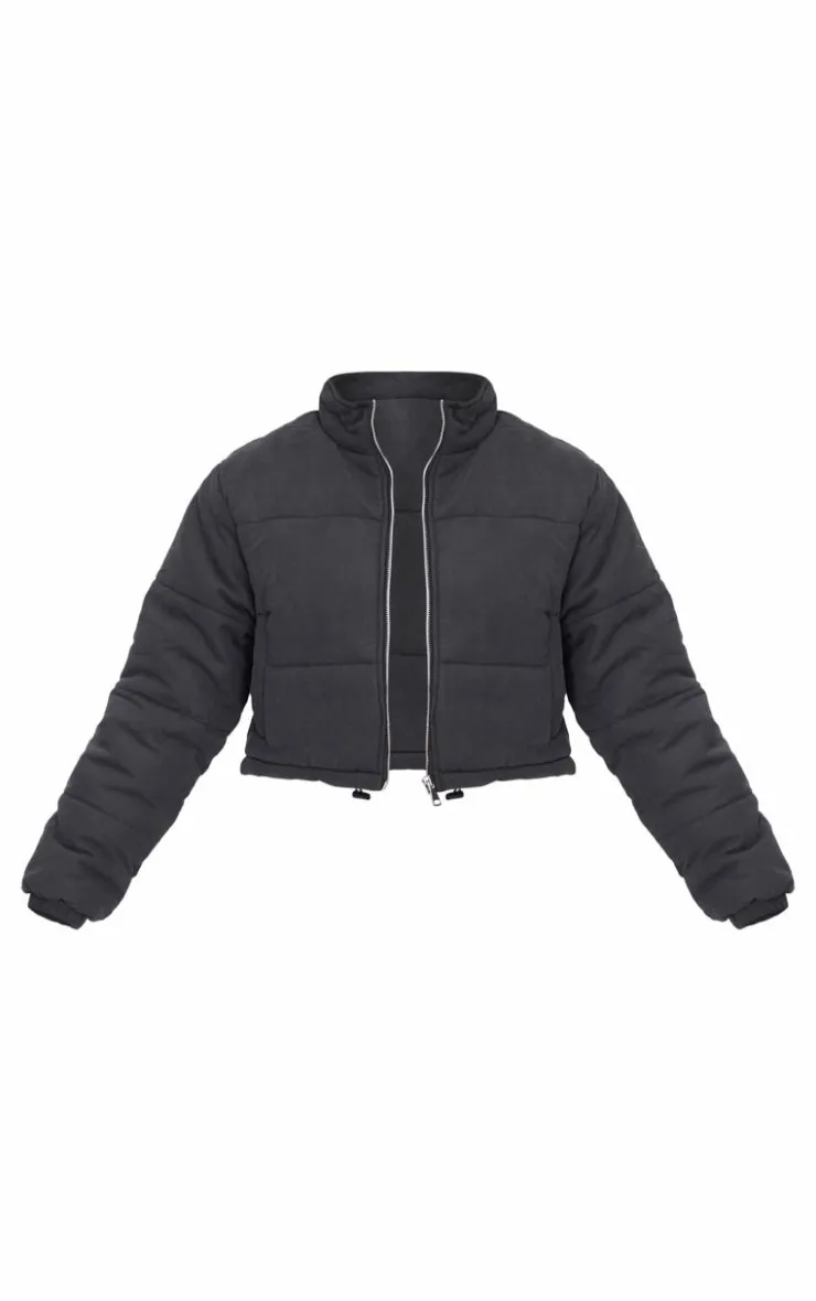 PrettyLittleThing Puffer Jackets*Super Cropped Peach Skin Puffer