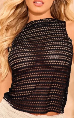 PrettyLittleThing Sleeveless Tops*Textured Boatneck Long Top