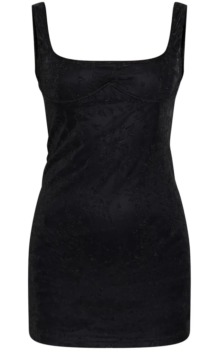 Textured Glitter Underwire Strappy Shift Dress-PrettyLittleThing Sale