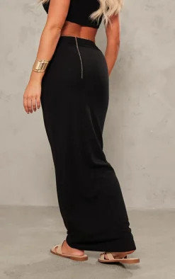 Outlet PrettyLittleThing Textured Jersey Low Rise Midaxi Skirt Black