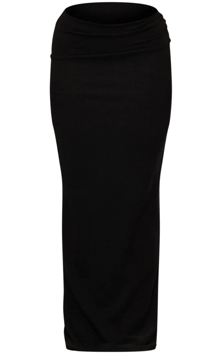 Outlet PrettyLittleThing Textured Jersey Low Rise Midaxi Skirt Black
