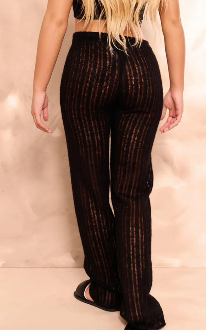 Black Textured Low Rise Skinny Flare Pant