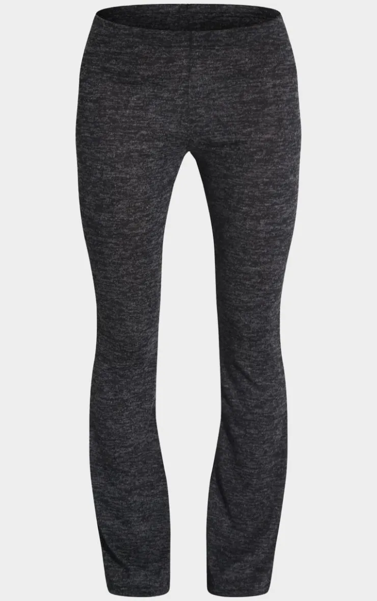 Outlet PrettyLittleThing Textured Marl Contrast Seam Skinny Flare Pants Black