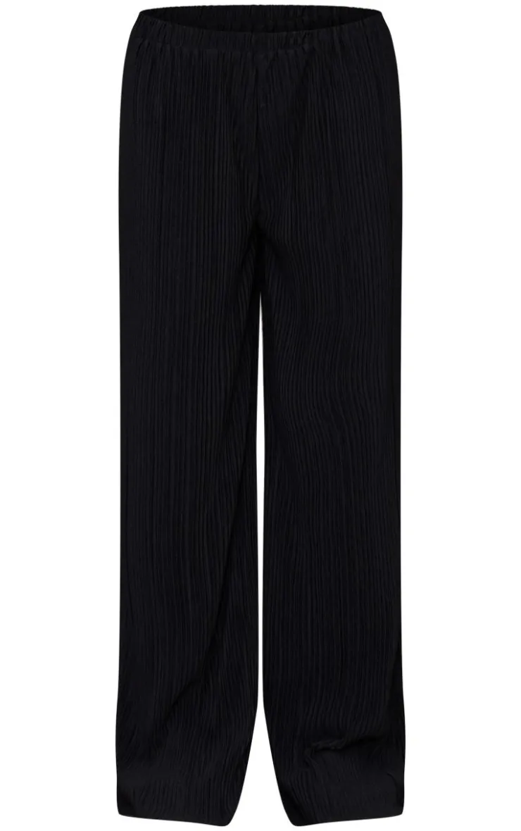 Hot PrettyLittleThing Textured Pleated Wide Leg Pants Black