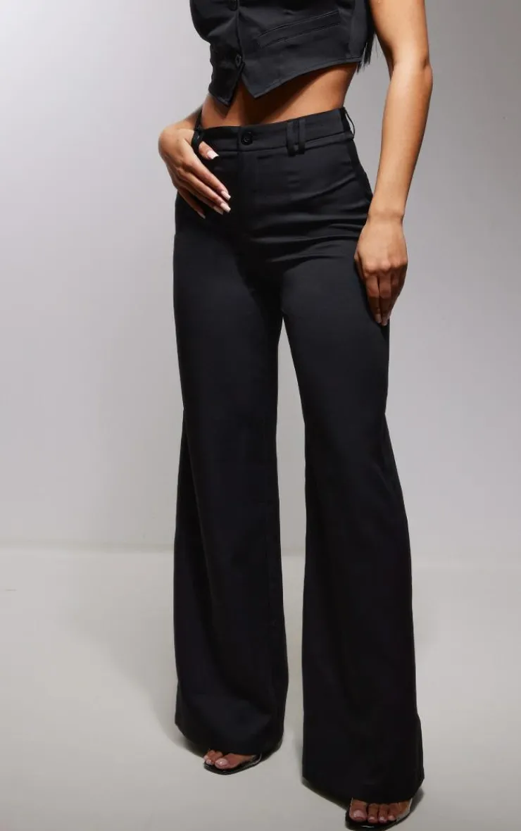 Discount PrettyLittleThing Woven Double Belt Loop Suit Pants Black