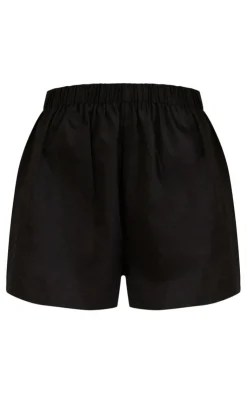 Discount PrettyLittleThing Woven Elastic Waist Floaty Shorts Black