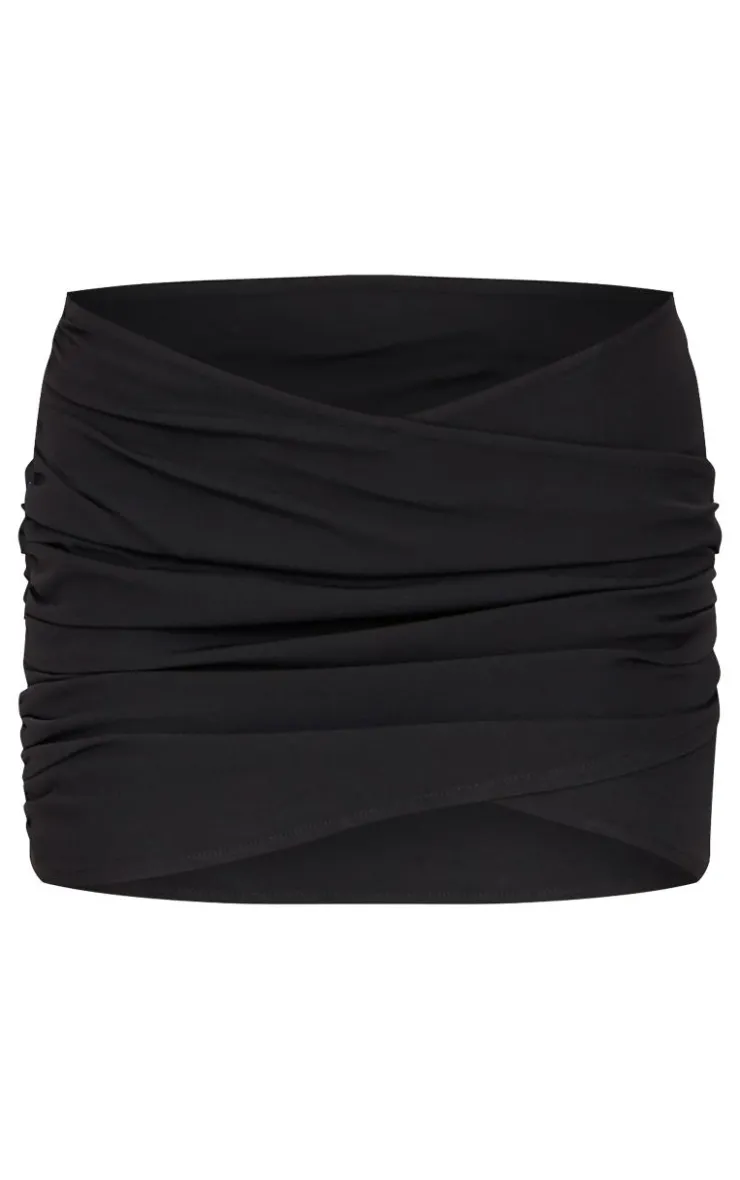 Clearance PrettyLittleThing Woven Layered Diamante Micro Mini Skirt Black