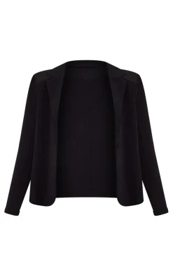 Outlet PrettyLittleThing Woven Oversized Button Blazer Black