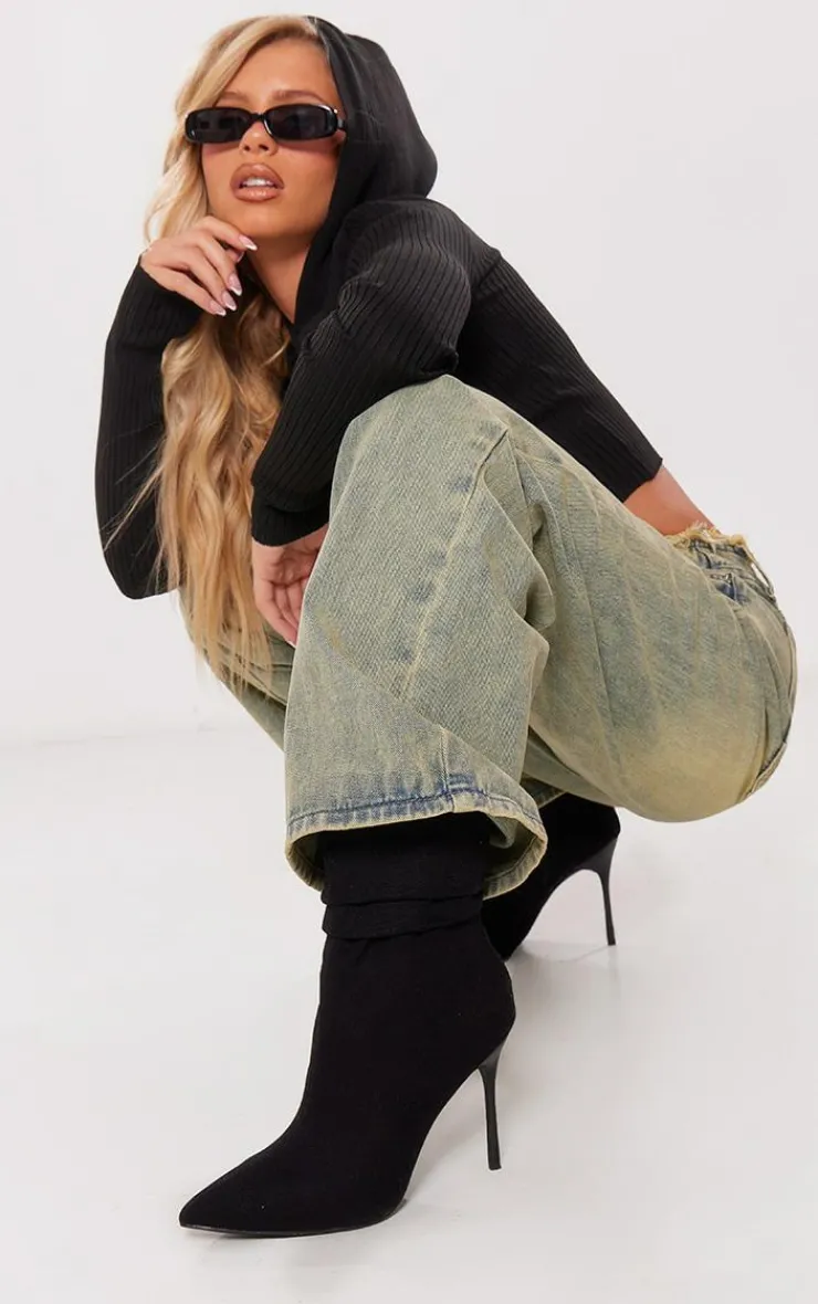 PrettyLittleThing Heeled Boots*Woven Point Toe Ruched Heeled Ankle Boots