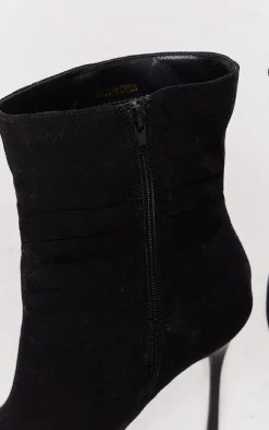 PrettyLittleThing Heeled Boots*Woven Point Toe Ruched Heeled Ankle Boots