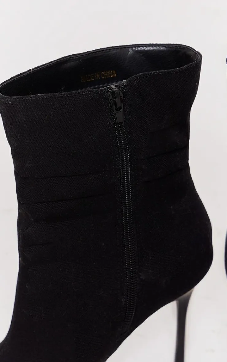 PrettyLittleThing Heeled Boots*Woven Point Toe Ruched Heeled Ankle Boots