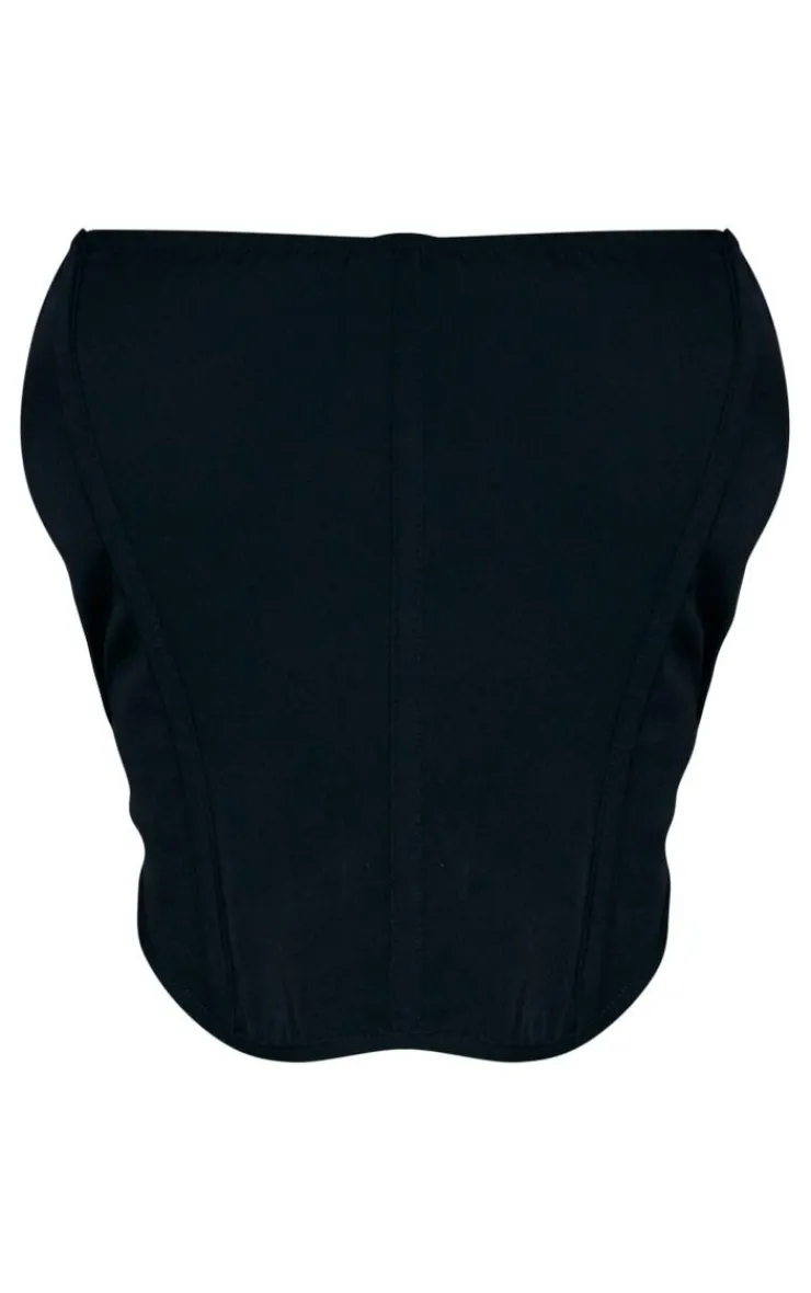 Clearance PrettyLittleThing Woven Structured Bandeau Corset Black