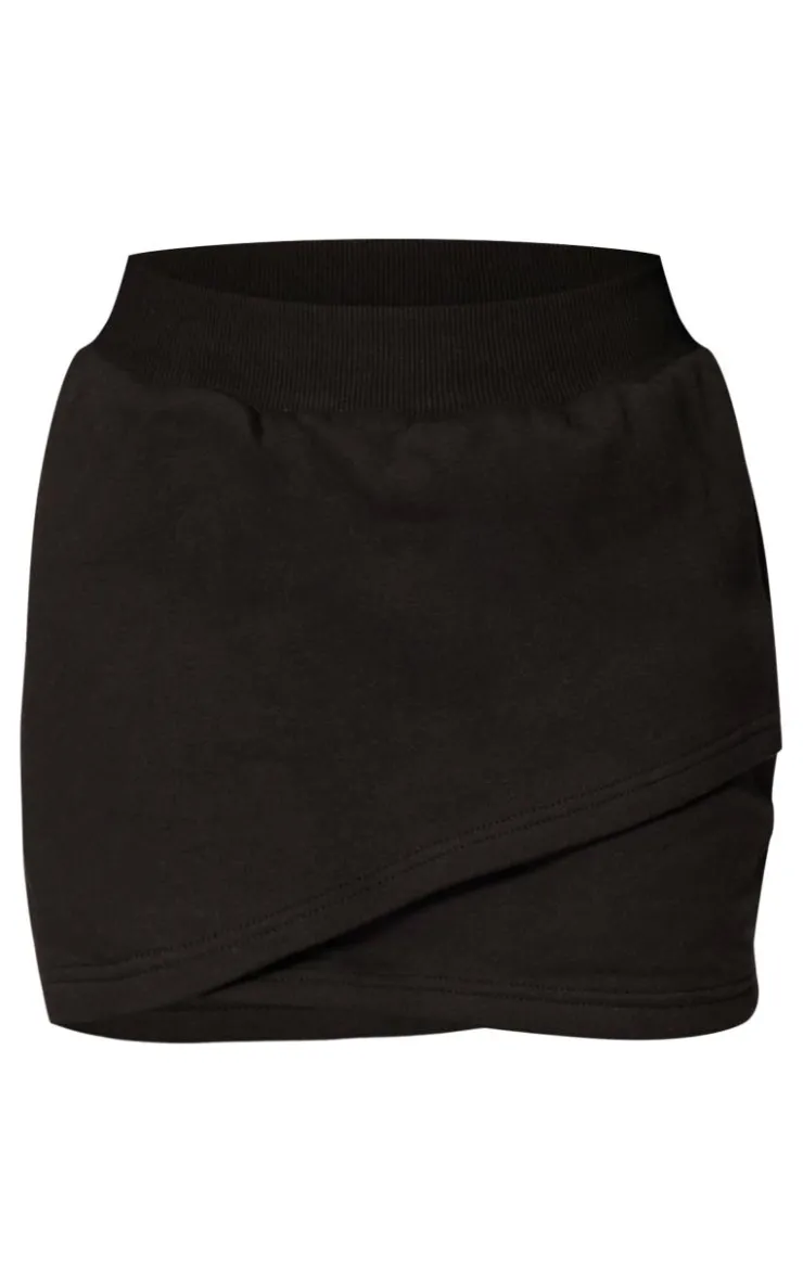 Discount PrettyLittleThing Wrap Sweat Mini Skirt Black