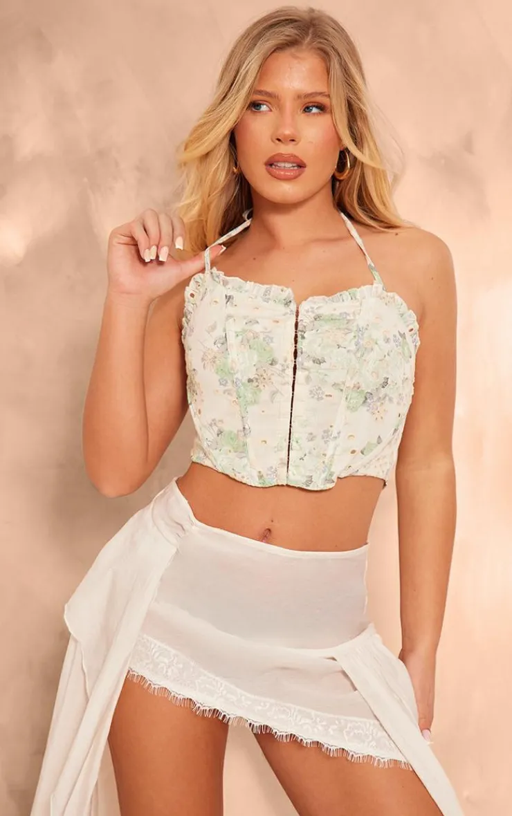 PrettyLittleThing Corsets*Broderie Floral Boned Corset