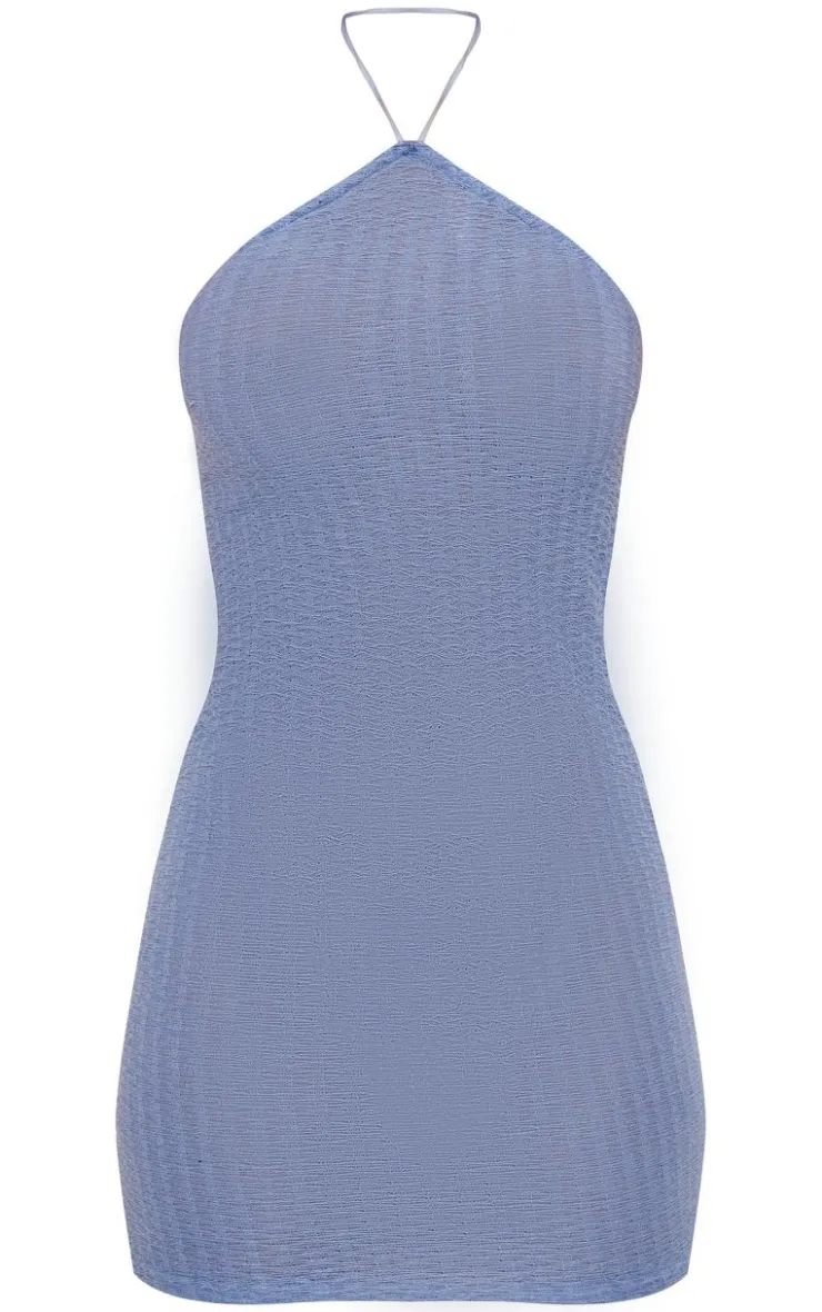 Eyelash Textured Halterneck Bodycon Dress-PrettyLittleThing Discount