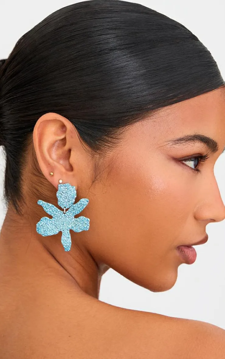 PrettyLittleThing Statement Earrings*Flower Diamante Statement Earrings