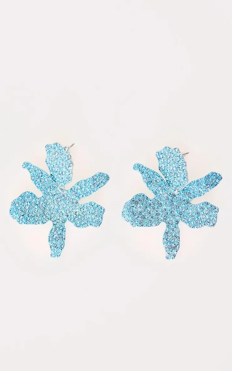 PrettyLittleThing Statement Earrings*Flower Diamante Statement Earrings
