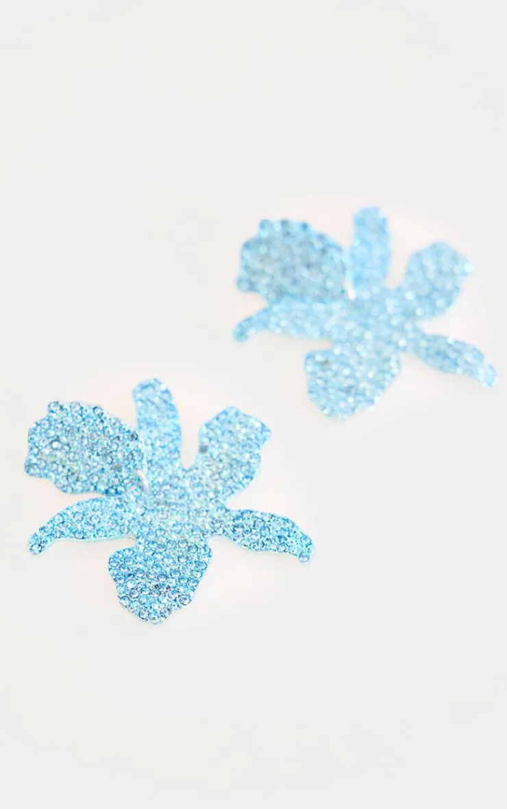 PrettyLittleThing Statement Earrings*Flower Diamante Statement Earrings