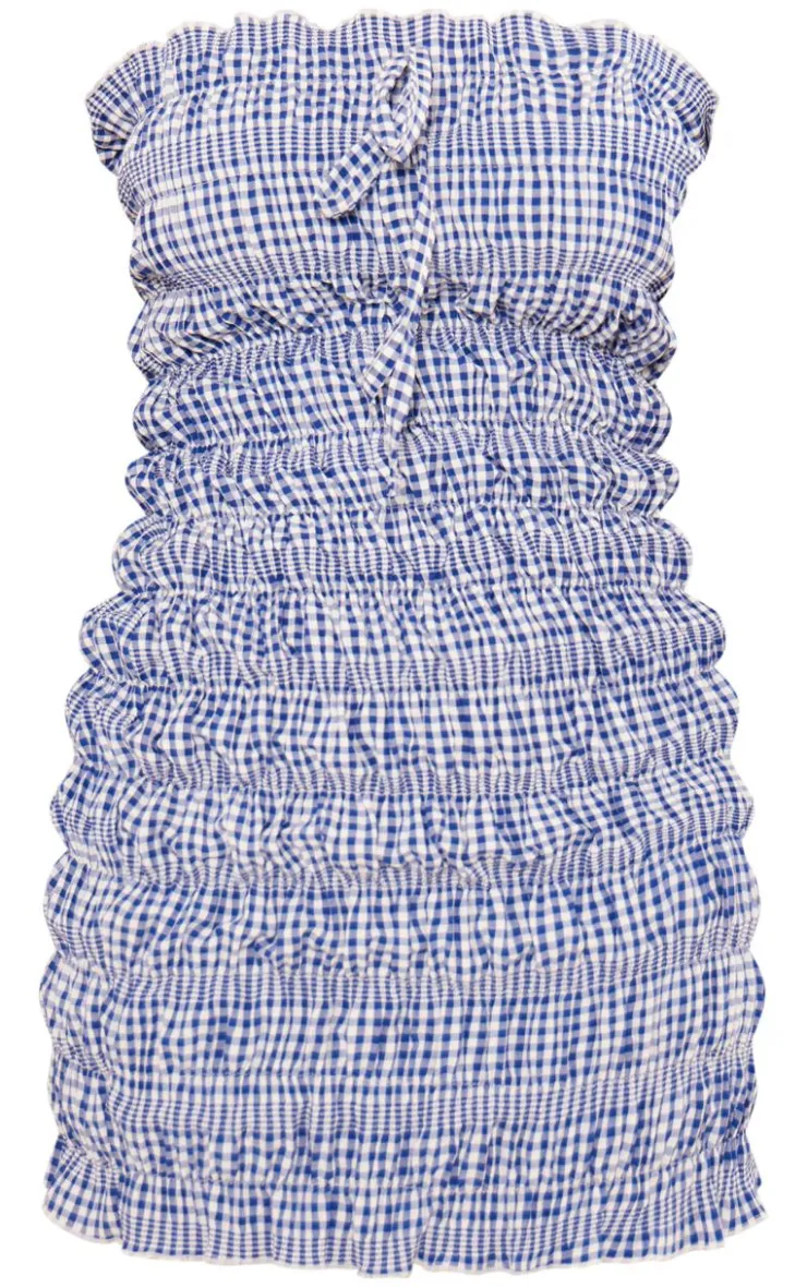 Gingham Ruched Bandeau Bodycon Dress-PrettyLittleThing Sale