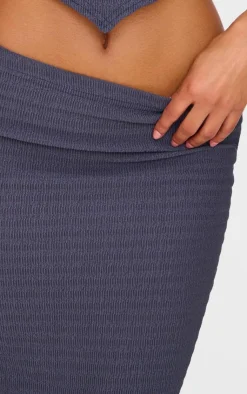Discount PrettyLittleThing Textured Maxi Skirt Blue Grey