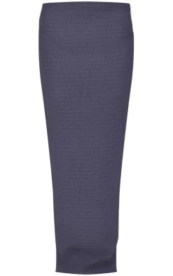 Discount PrettyLittleThing Textured Maxi Skirt Blue Grey
