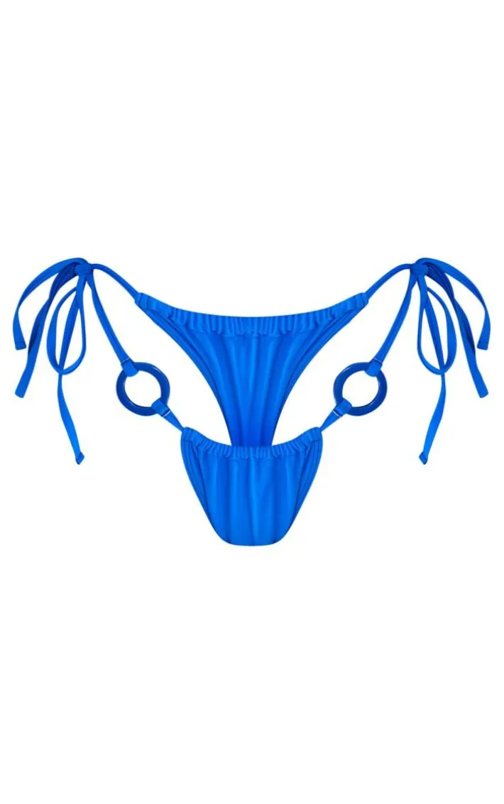 Blue O Ring Tie Side Bikini Bottoms