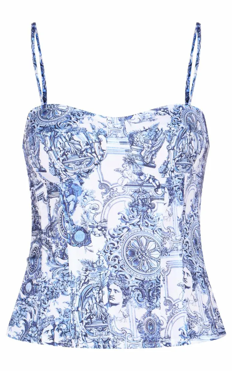 Renaissance Print Structured Corset Top-PrettyLittleThing Outlet