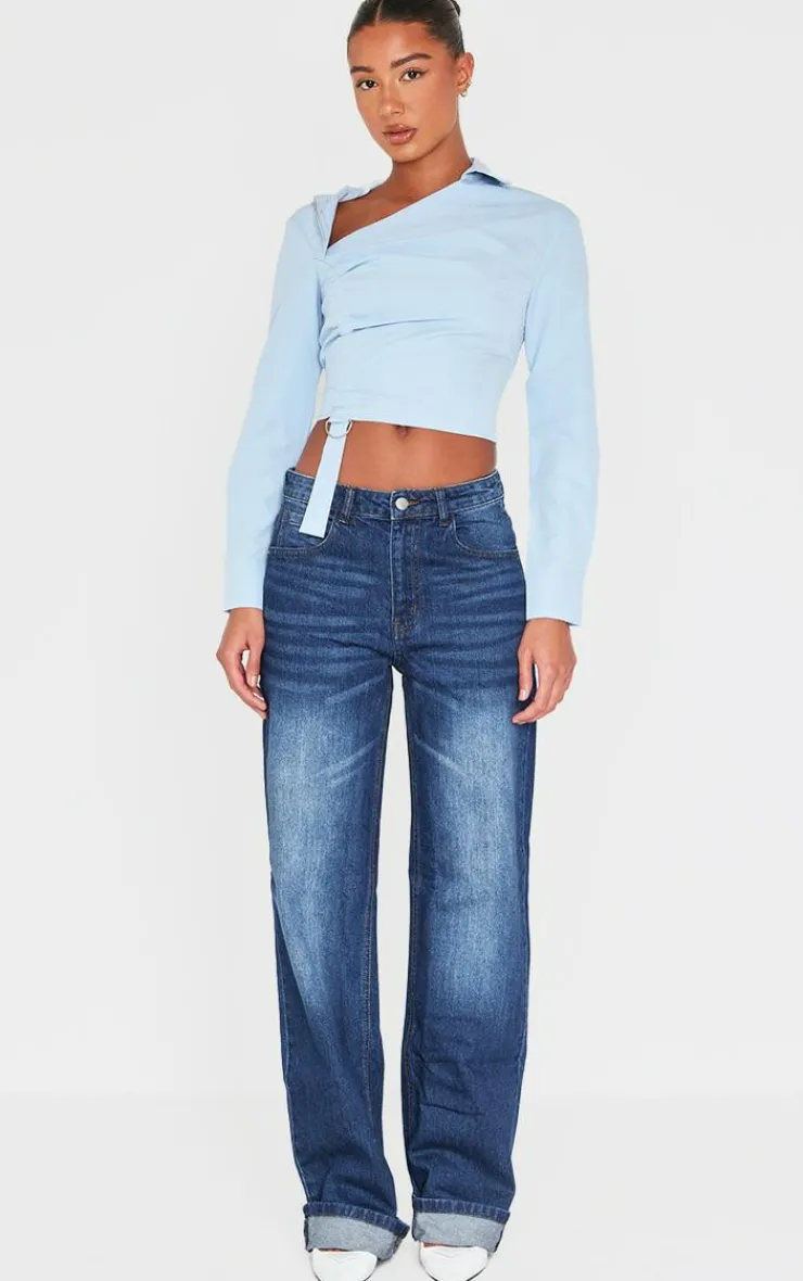 PrettyLittleThing Shirts*Ruched Buckle Asymmetric Shirt