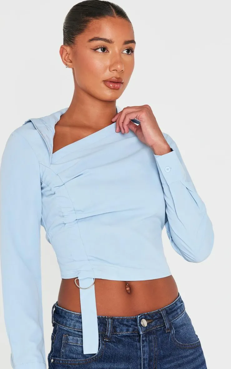 PrettyLittleThing Shirts*Ruched Buckle Asymmetric Shirt