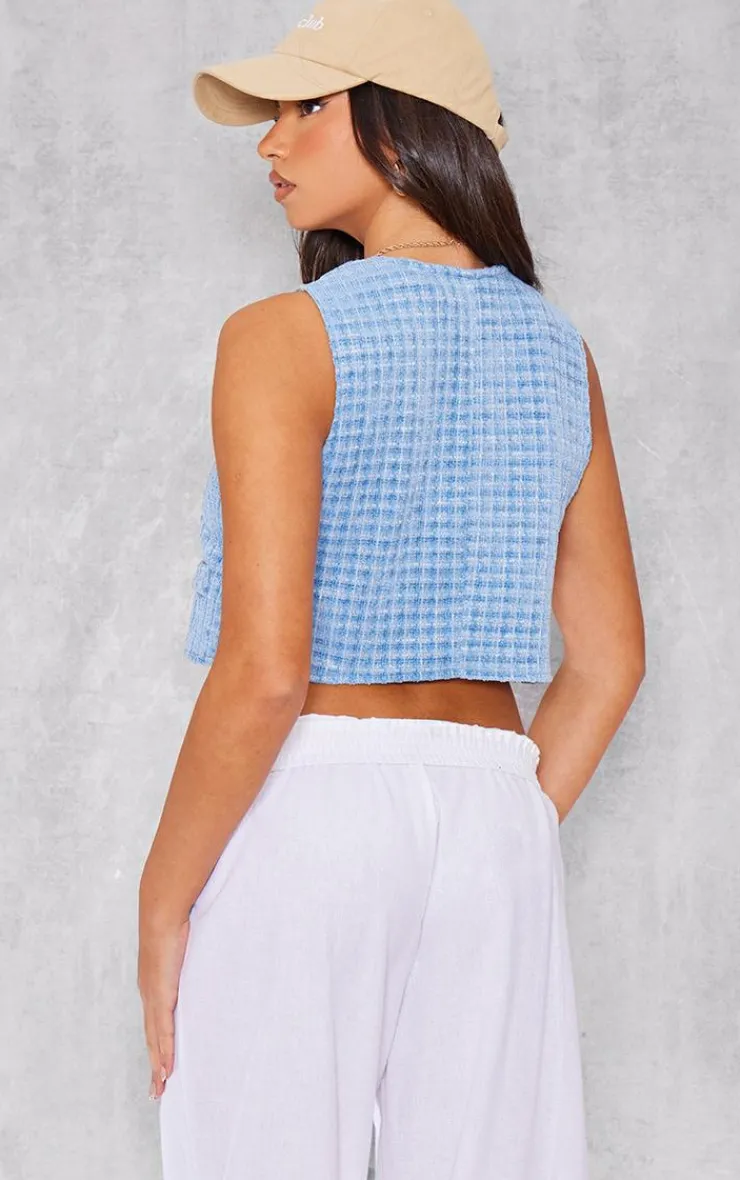 PrettyLittleThing Sleeveless Tops*Textured Cropped Vest