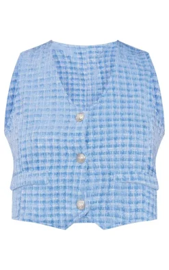 PrettyLittleThing Sleeveless Tops*Textured Cropped Vest