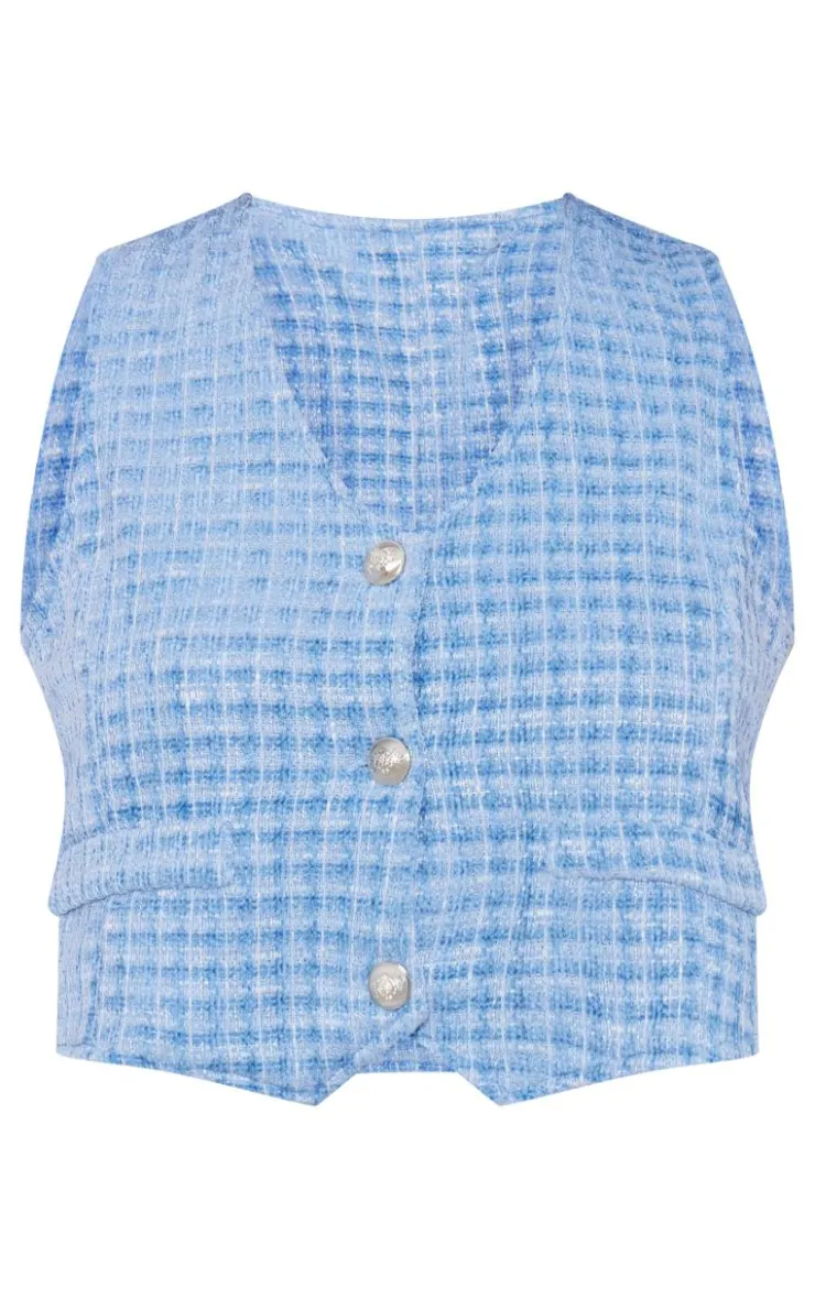 PrettyLittleThing Sleeveless Tops*Textured Cropped Vest