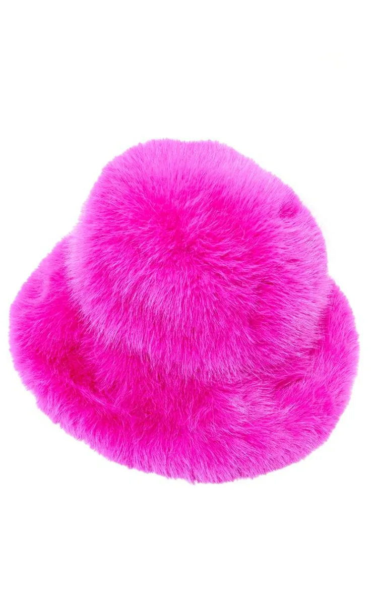 PrettyLittleThing Hats*Faux Fur Fluffy Bucket Hat