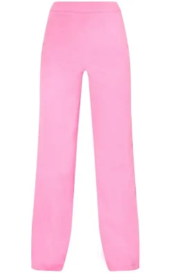 Best PrettyLittleThing Woven High Waisted Tailored Wide Leg Pants Bright Pink