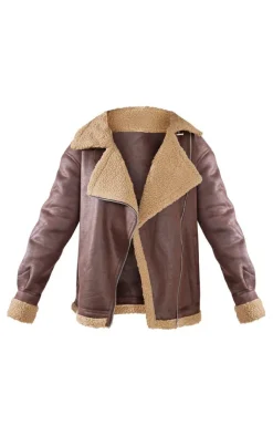PrettyLittleThing Aviator Jackets*Borg Lined Buckle Collar Oversized Aviator