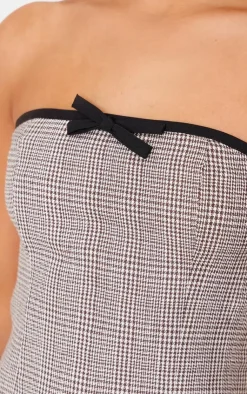 Check Bandeau Bow Detail Shift Dress-PrettyLittleThing Sale