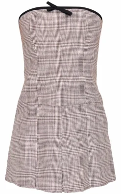 Check Bandeau Bow Detail Shift Dress-PrettyLittleThing Sale