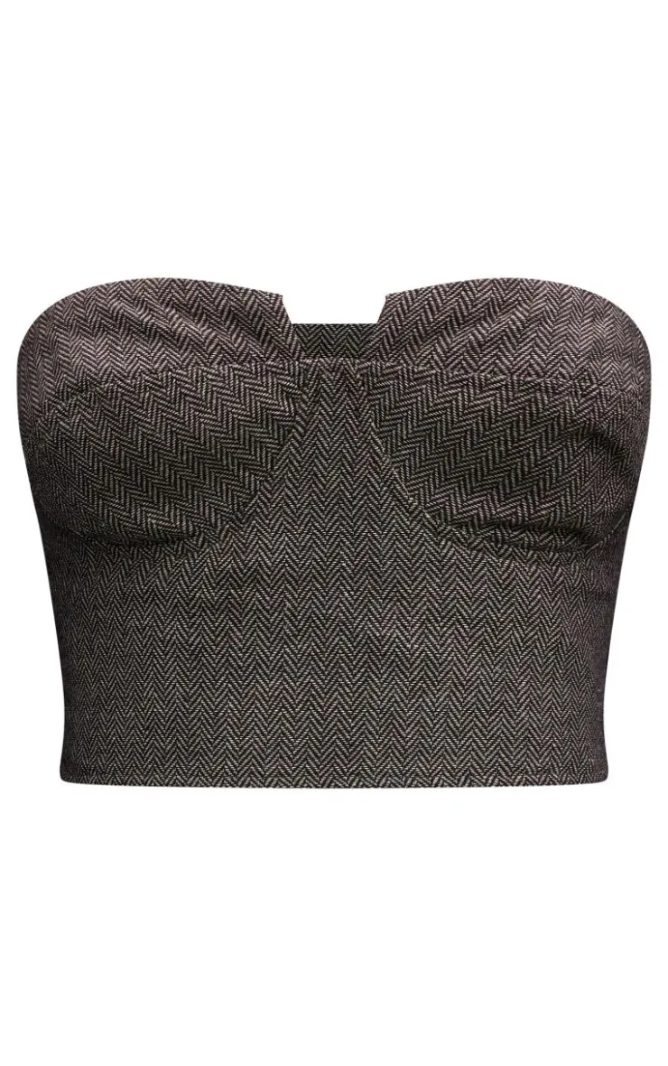Outlet PrettyLittleThing Herringbone Corset Top Brown